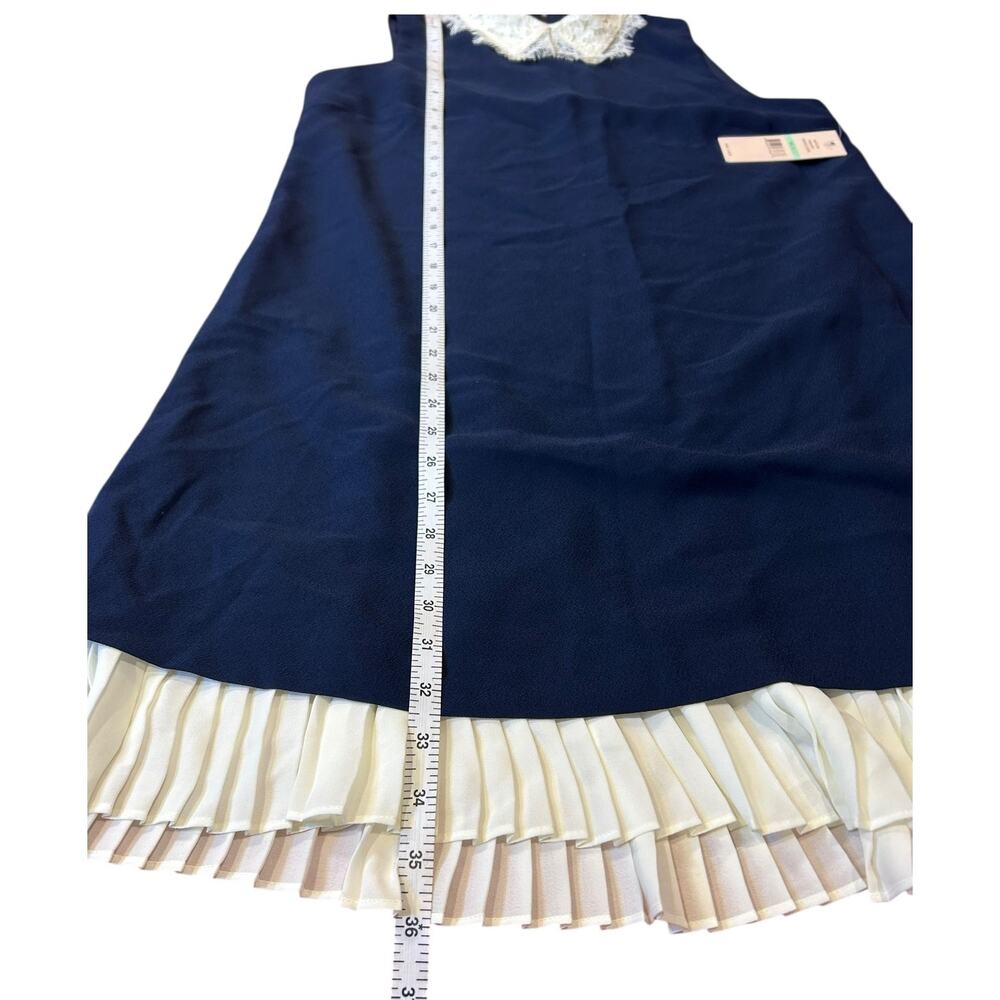 NWT NANETTE LEPORE Navy Cream Sleeveless Lace Collar Babydoll Shift Twee Dress 8 - Picture 7 of 10